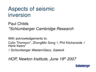 Aspects of seismic inversion