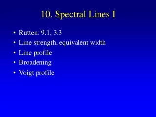 10. Spectral Lines I