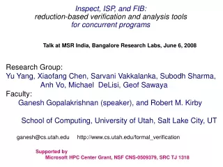 Inspect, ISP, and FIB: reduction-based verification and analysis tools  for concurrent programs