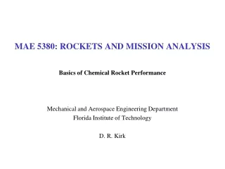 MAE 5380: ROCKETS AND MISSION ANALYSIS