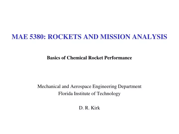 mae 5380 rockets and mission analysis