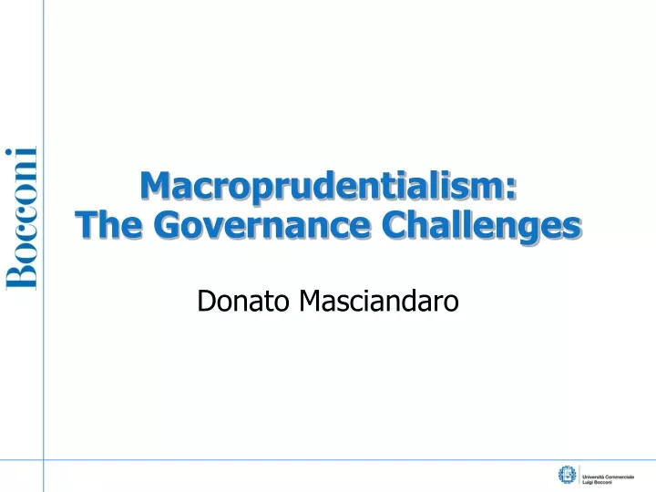 macroprudentialism the governance challenges