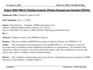 Project: IEEE P802.15 Working Group for Wireless Personal Area Networks (WPANs)