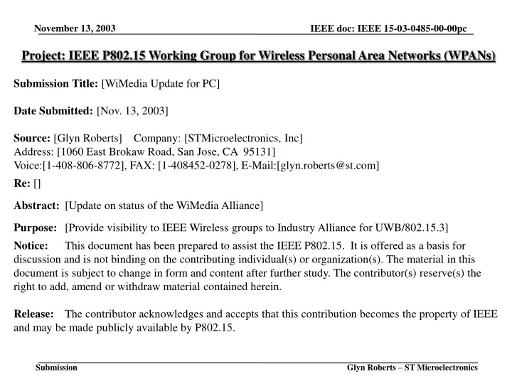 project ieee p802 15 working group for wireless