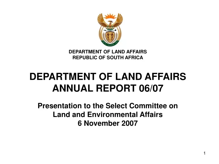department of land affairs republic of south