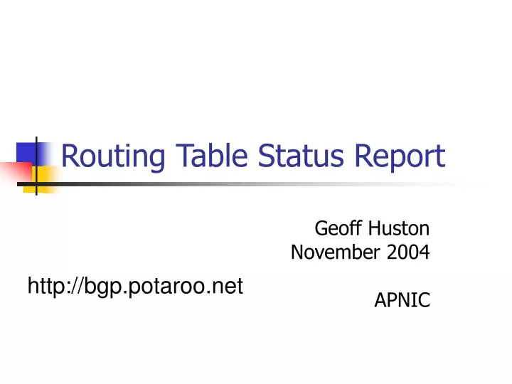 routing table status report