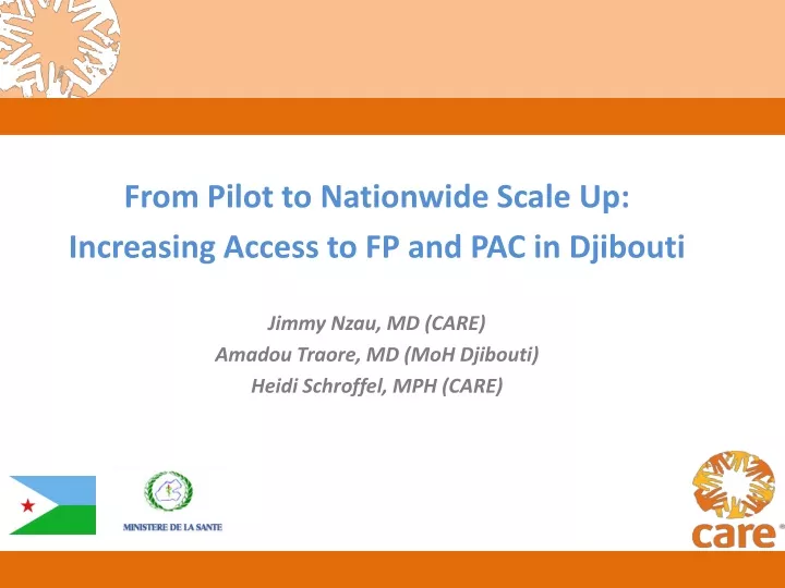 from pilot to nationwide scale up increasing