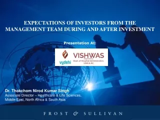 EXPECTATIONS OF INVESTORS FROM THE MANAGEMENT TEAM DURING AND AFTER INVESTMENT Presentation At:
