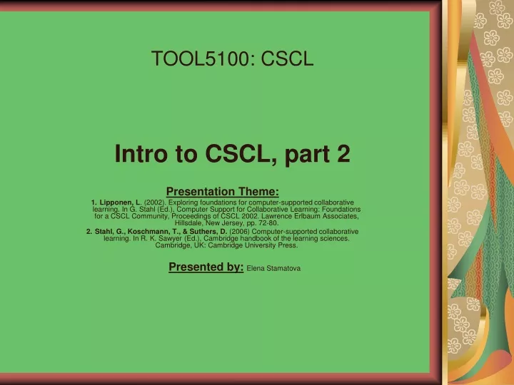 tool5100 cscl intro to cscl part 2