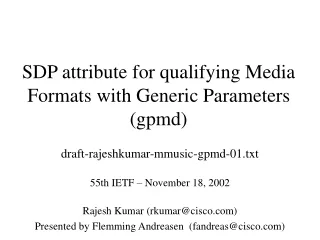 sdp attribute for qualifying media formats with generic parameters gpmd