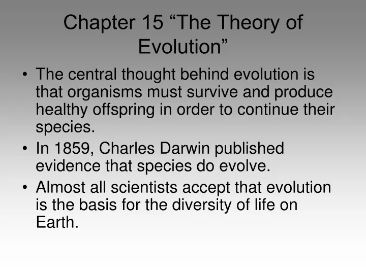 chapter 15 the theory of evolution