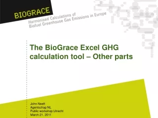 The BioGrace Excel GHG calculation tool – Other parts