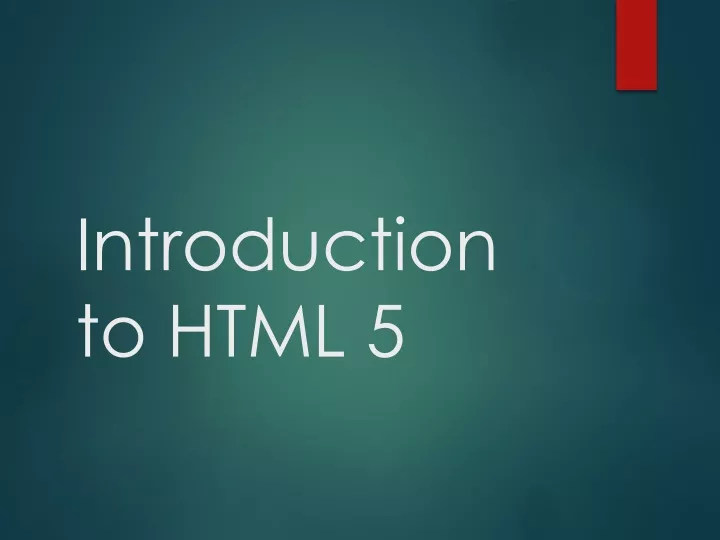 introduction to html 5