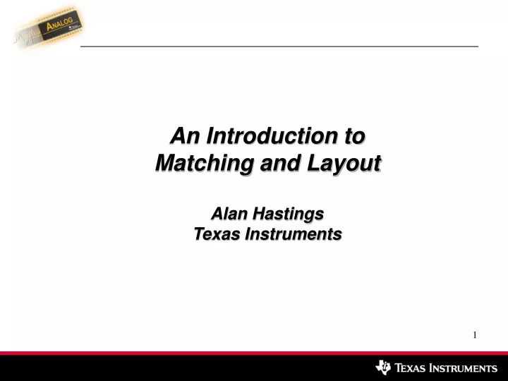 an introduction to matching and layout alan