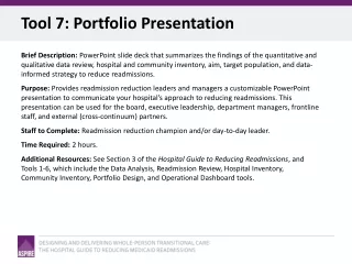 Tool 7: Portfolio Presentation