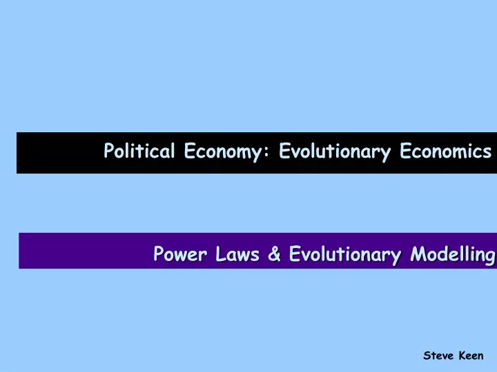 political economy evolutionary economics