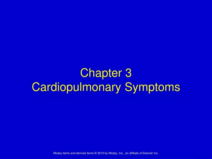 chapter 3 cardiopulmonary symptoms