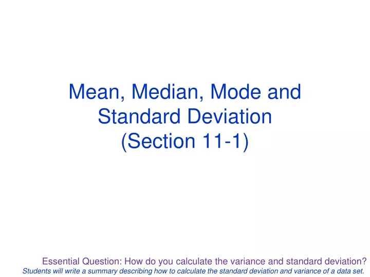 mean median mode and standard deviation section 11 1