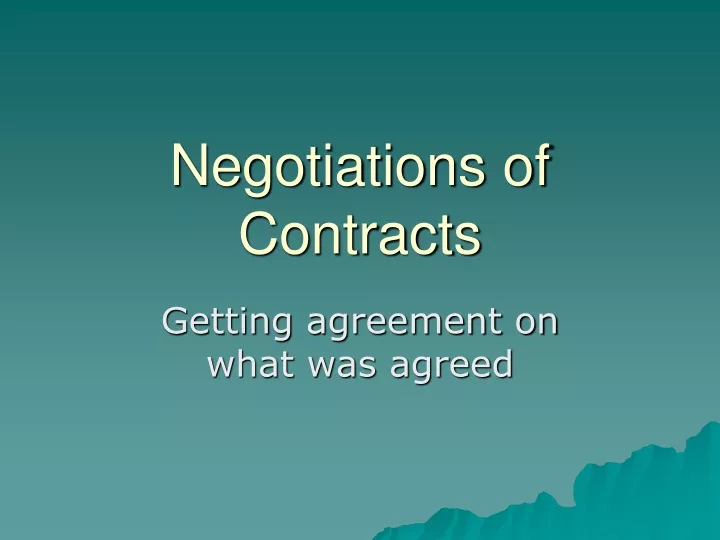 negotiations of contracts