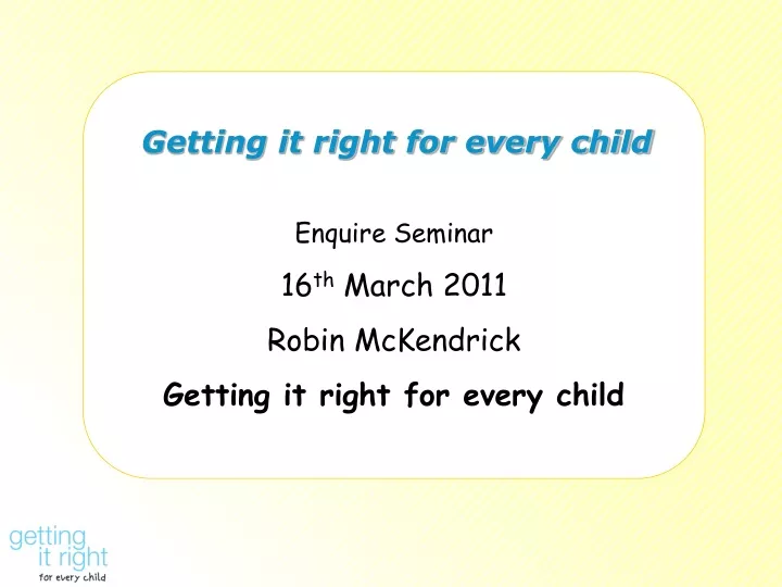 getting it right for every child