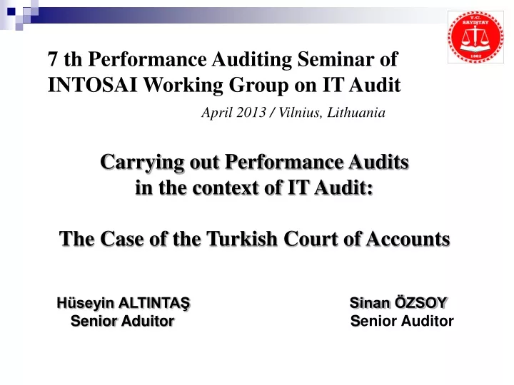 7 th performance auditing seminar of intosai