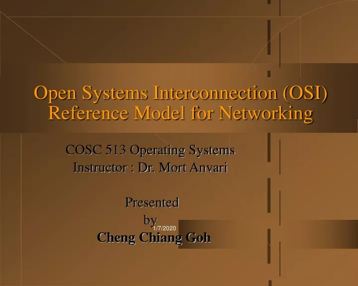 open systems interconnection osi reference model for networking
