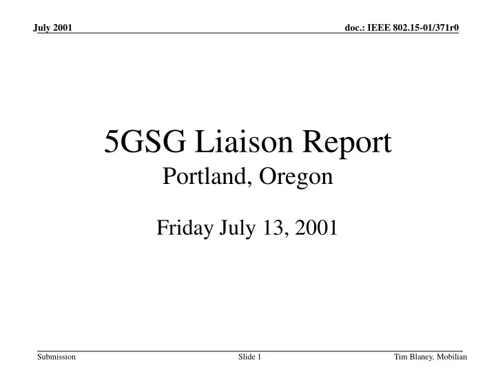 5gsg liaison report portland oregon