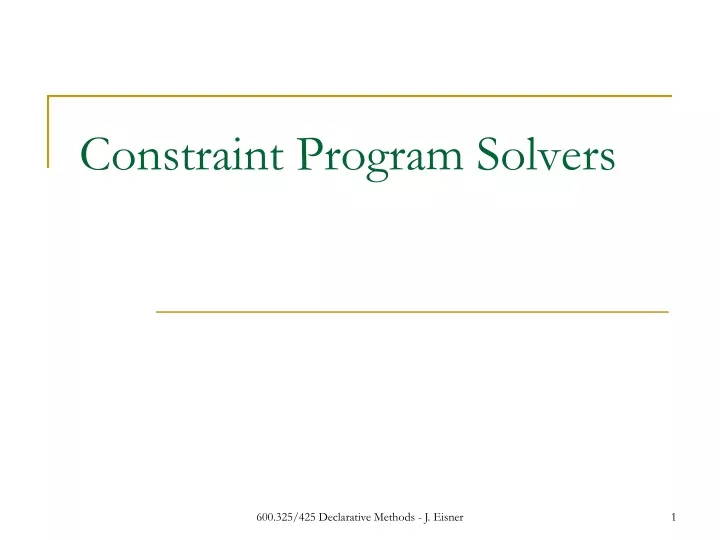 constraint program solvers