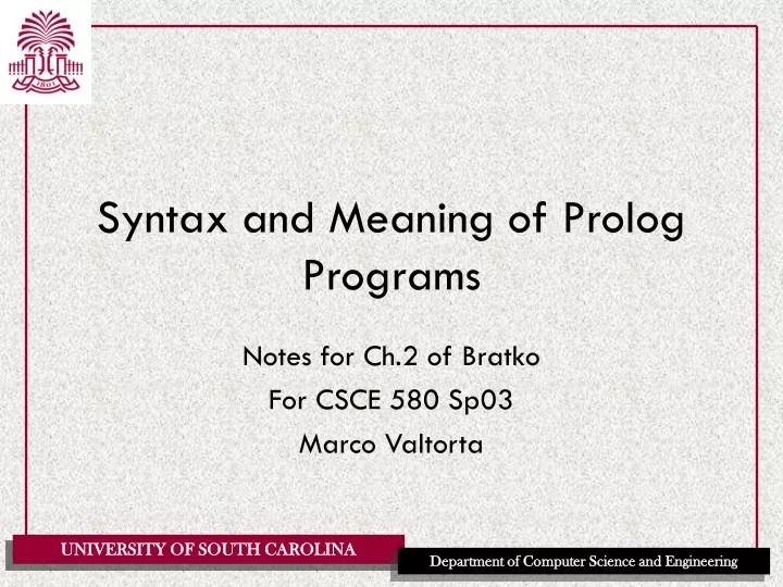 syntax and meaning of prolog programs