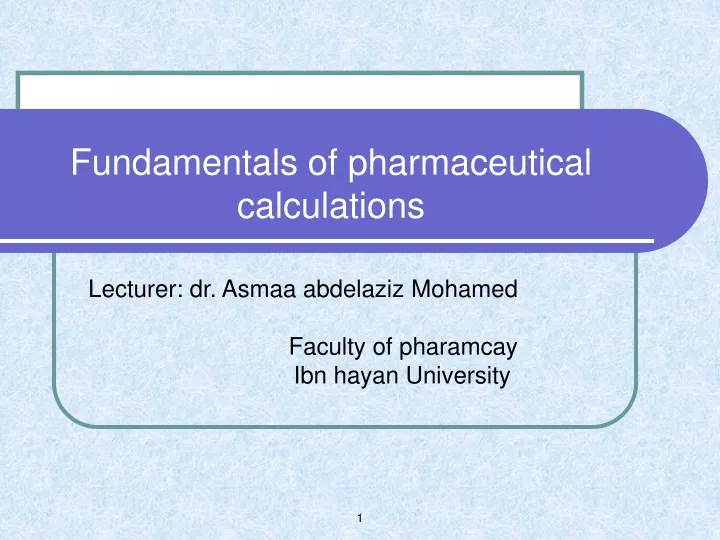 fundamentals of pharmaceutical calculations