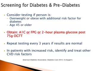 Screening for Diabetes &amp; Pre-Diabetes