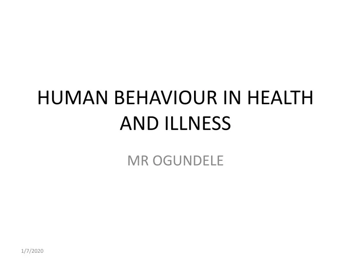 human behaviour in health and illness