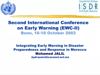 Second International Conference on Early Warning (EWC-II) Bonn, 16-18 October 2003