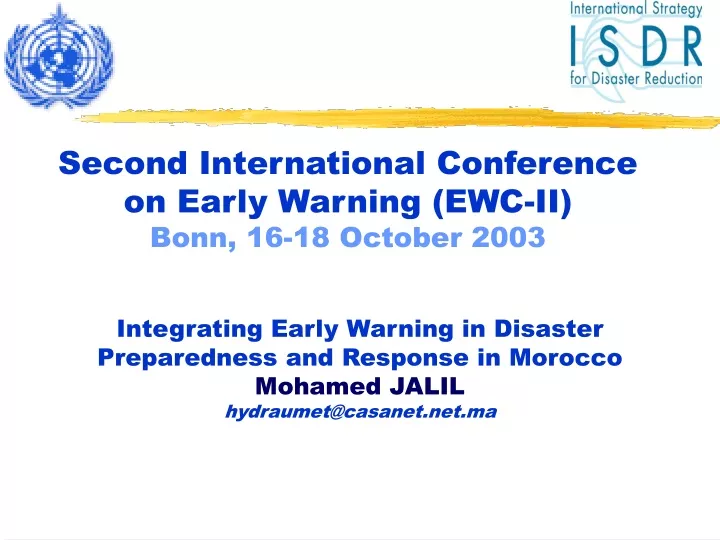second international conference on early warning ewc ii bonn 16 18 october 2003