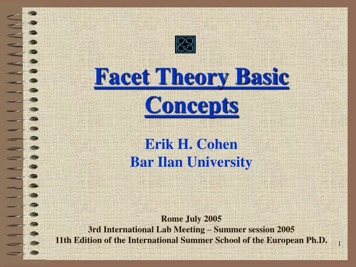 facet theory basic concepts erik h cohen bar ilan