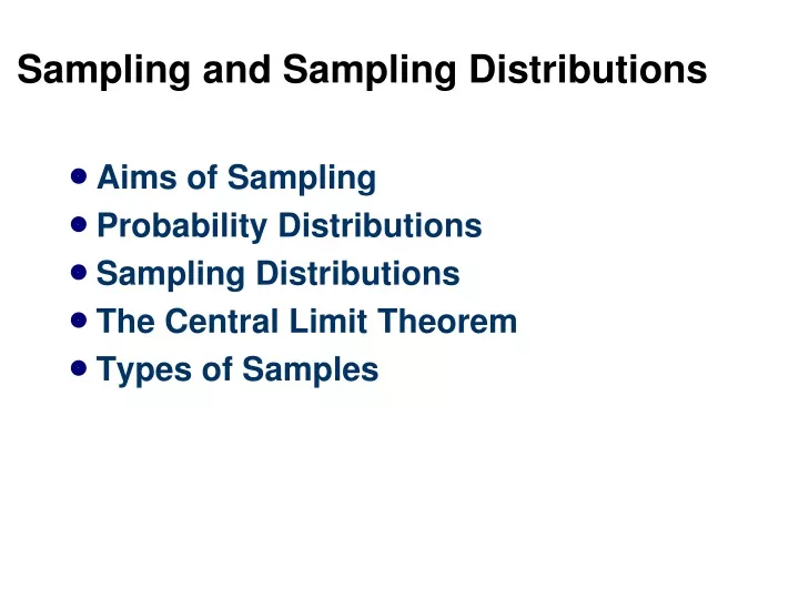 sampling and sampling distributions