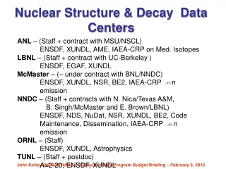 Nuclear Structure &amp; Decay  Data   Centers