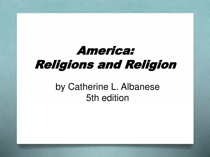 america religions and religion