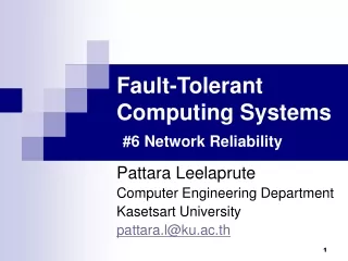 Fault-Tolerant Computing Systems #6 Network Reliability