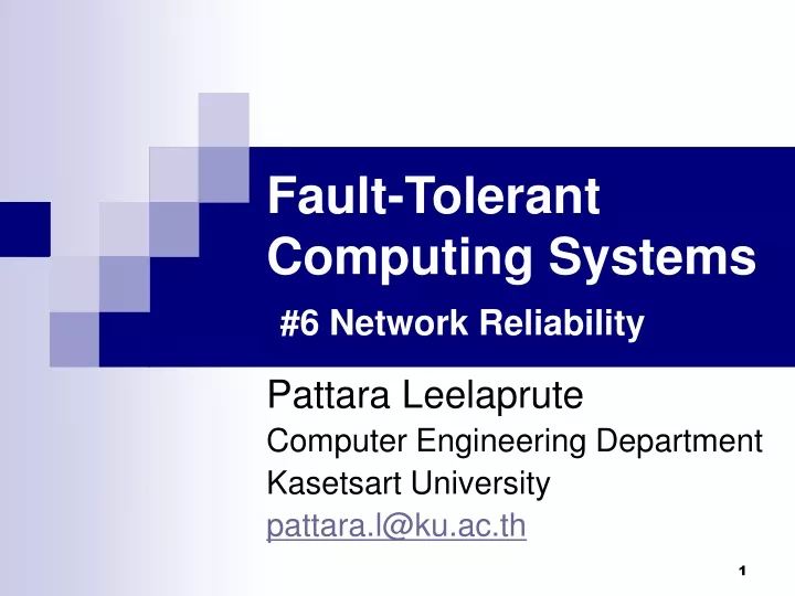 fault tolerant computing systems 6 network reliability