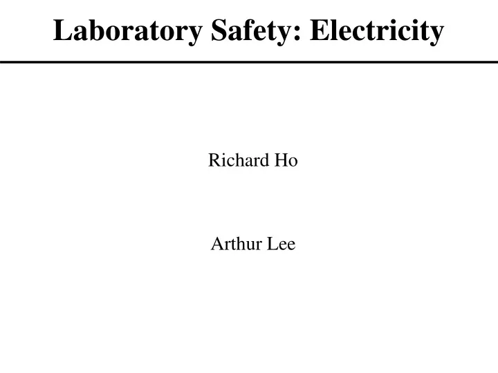 laboratory safety electricity