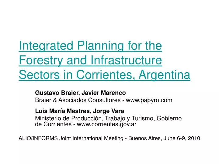 integrated planning for the forestry and infrastructure sectors in corrientes argentina