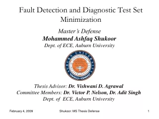 Fault Detection and Diagnostic Test Set Minimization