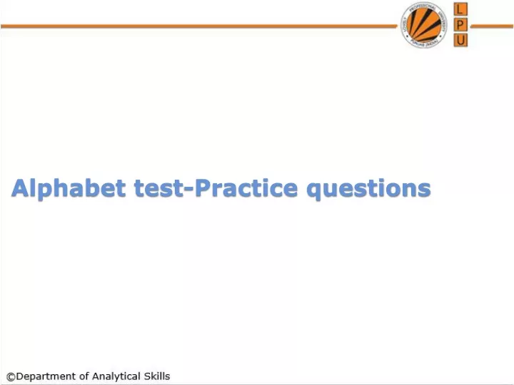 alphabet test practice questions