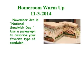 Homeroom Warm Up 11-3-2014