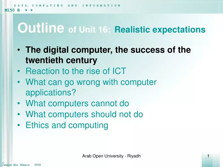 outline of unit 16 realistic expectations