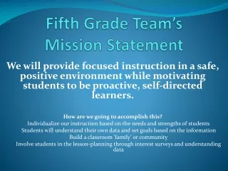 Fifth Grade Team’s Mission Statement