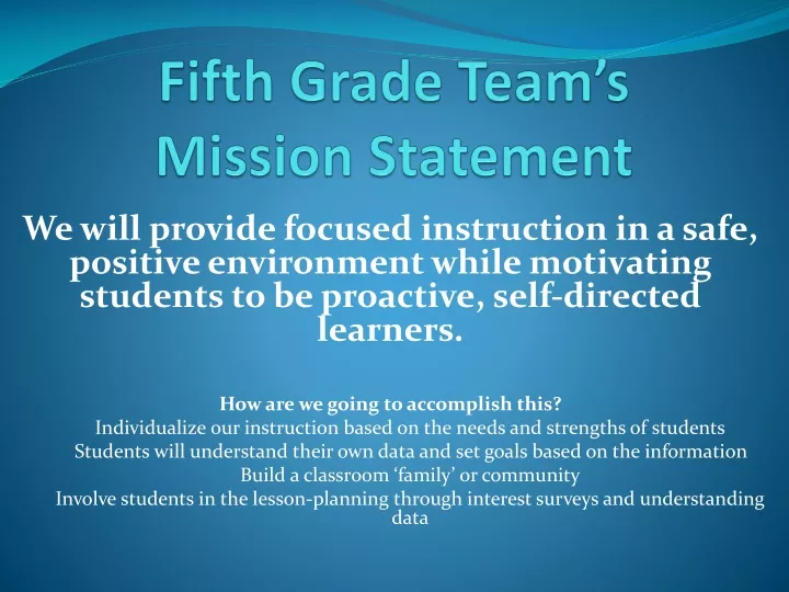 fifth grade team s mission statement