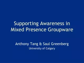 Supporting Awareness in Mixed Presence Groupware