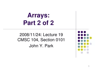 Arrays: Part 2 of 2